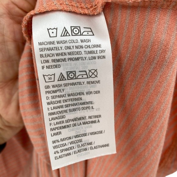 QVC LOGO Layers Large Women’s Tunic Tank Top Peach Pink White Stipe Hi-Lo Knit - Picture 7 of 8